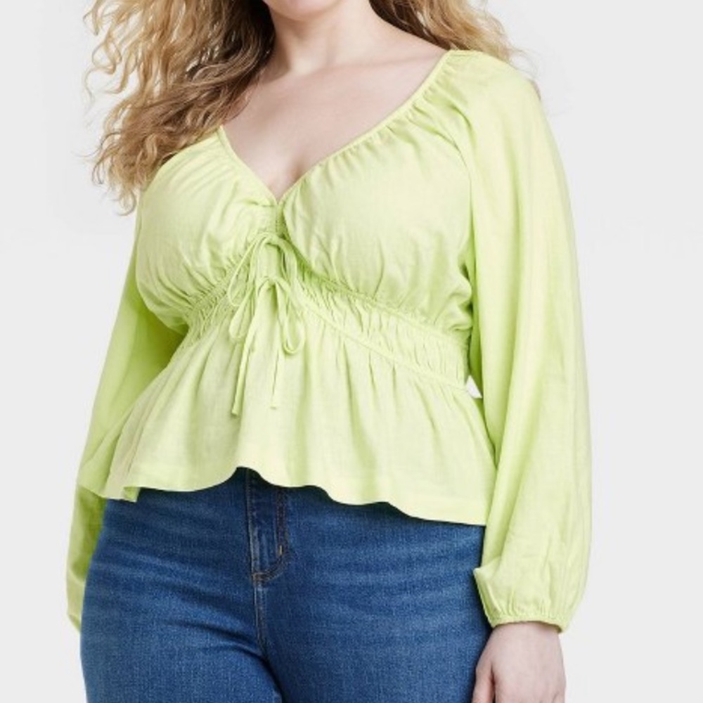Pastel/neon green peplum top
